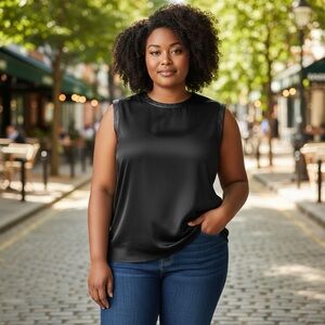 🌻 Lord & Taylor 424 Fifth Black Sleeveless Top #258